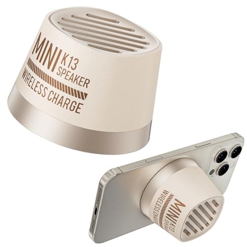 Magnetic Bluetooth Speaker, Wireless Charger Station, Portable Mini Speaker with Wireless Charger & Phone Stand, Bluetooth Speakers for Kitche, Refrigerator, Anything Magnet, Gifts (Milky White) - Image 1