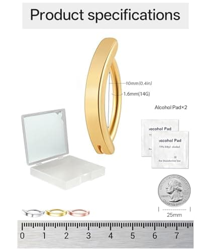 Koariya 14G Belly Button Ring Travel: 3-Color Rose/Gold/Silver Belly Rings - Surgical Steel with Mirror Travel Case & 4 Pads - Thumbnail 4