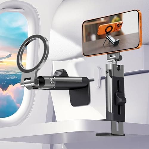 SOGUE Airplane Travel Essentials Men Phone Holder,Plane Phone Mount for MagSafe,Foldable Magnetic Phone Stand for Desk 360° Swivel Universal in Airplane Gadgets Spring Break Essentials for iPhone 17 - Image 1