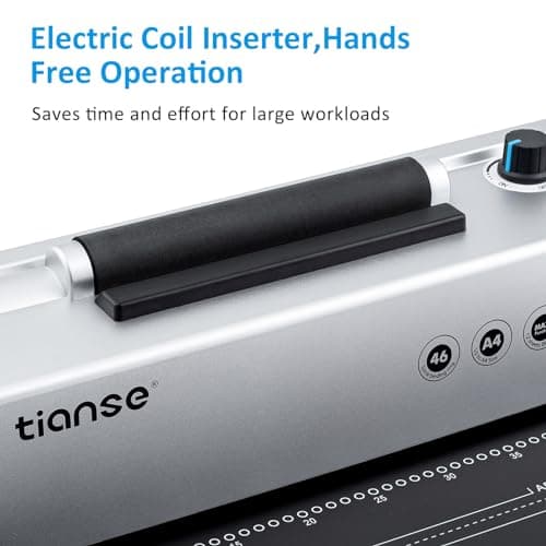 TIANSE Binding Machine, Spiral Coil Binder Machine, Manual Book Maker Punch Binder with Electric Coil Inserter,Suit for Letter Size / A4 / A5 with 100pcs 5/16'' Plastic Coil Binding Spines & Plier - Thumbnail 3