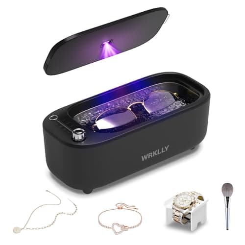 WRKLLY Ultrasonic Jewelry Cleaner, 50KHz 14oz Professional Ultrasonic Cleaner Machine with 4 Timer Modes,304 Stainless Steel Tank for Jewelry, Eyeglasses, Rings, Coins, Watch Strap,Dentures (Black) - Image 1