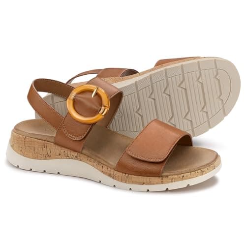 ATHMILE Women's Sandals Orthopedic Arch Support Platform Sandals for Women Adjustable Straps for Narrow & Wide Feet Comfort Walking Shoes for Travel Work Vacation & Everyday Casual Wear Brown Size 8 - Image 1