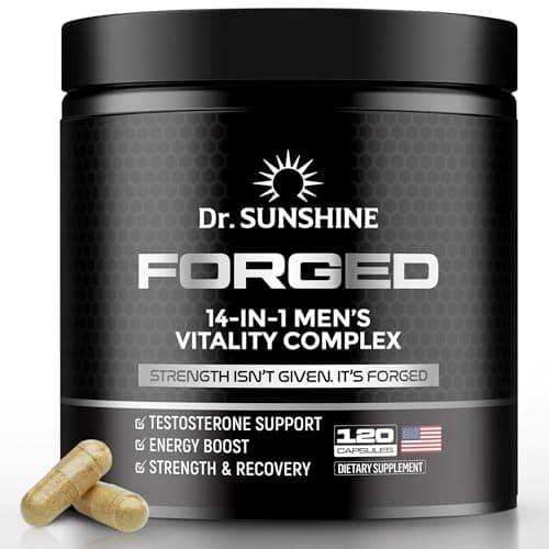 DR. SUNSHINE Forged Testosterone Booster for Men–14 in 1 Natural Male Strength with Shilajit, Ashwagandha,Tongkat Ali-Muscle Builder Testosterone Supplement for Men-2 Month (120 Capsules) - Image 1