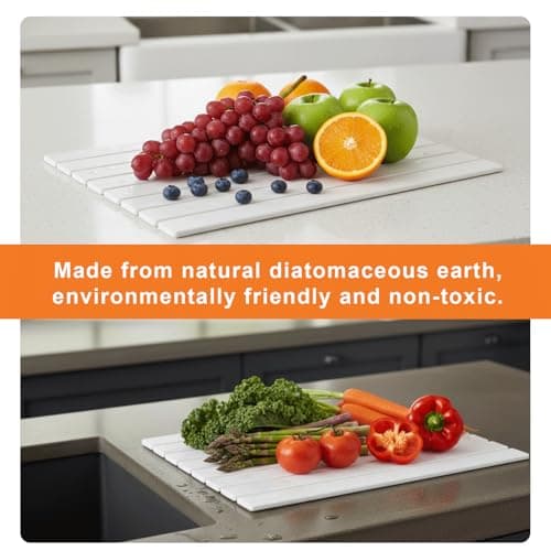 UOEPOWA Stone Drying Mat for Kitchen Counter, Quick Dry Stone Dishes Mats, Foldable Water Absorbing Diatomaceous Earth Drying Organizer Pad (White) - Thumbnail 4