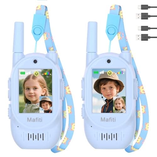 Mafiti Video Walkie Talkies for Kids 2 Pack Rechargeable 1000 Feets Range Toys for 3 4 5 6 7 8 Year Old Boys Girls Birthday Gifts(Blue+Blue) - Image 1