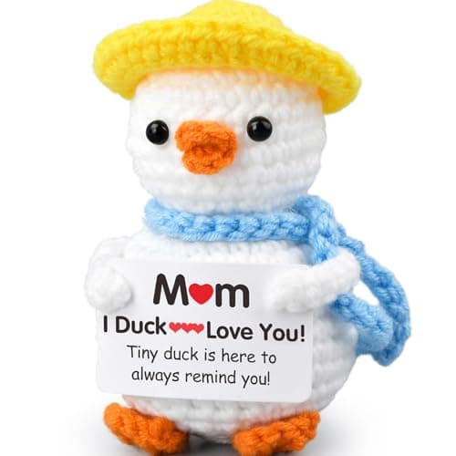 FilmHOO Easter Basket Gifts for Mom,Birthday Easter Gifts for Women,Stocking Stuffers for Women I Duck Love You Mom Handmade Crochet Funny Cool Cute Small Duck - Image 1