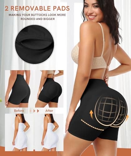 Figninget Butt Pads for Bigger Butt Faja Shorts Shapewear Tummy Control Panties Butt Pads for Women Black XL - Thumbnail 3