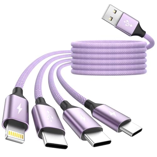 2Packs 4 in 1 Charging Cable with 3 Type-C Ports for iPhone 17/14, USBA/C Multi Charging Cable for Multiple Devices, USBC Spliter iPhone Charger Cord for Phone17-12, Android Tablet Pad and More (5FT)