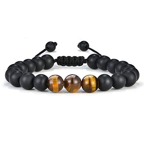 M MOOHAM Bracelets for Men Gifts - Beaded Lava Rock Stone Tiger Eye Bracelet for Men Who Want Nothing Unique Gifts for Teen Boys - Image 1