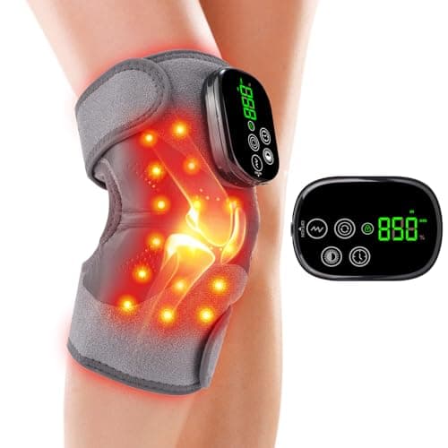 Knee Massager with Heat and Red Light Therapy and Vibration, 660nm & 850nm Infrared Red Light Therapy for Pain Relief, 5000mAh Protable Rechargeable Heated Brace for Knee, Joint, Elbow, Shoulder - Image 1