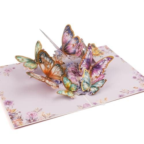 mountova Butterflies Pop Up Card, Butterfly Flower Card Greeting Card Get Well Cards Thinking of You Card Gift for Birthday, anniversary, Valentines Day, Mother's Day