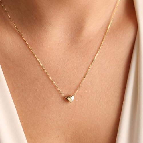 BAYLAY Heart Necklaces for Women Girls, 18K Gold Plated Cute Tiny Heart Necklace Dainty Gold Necklace for Women Teen Gold Jewelry Valentines Mothers Gifts for Her Mom Grandma Wife - Thumbnail 5