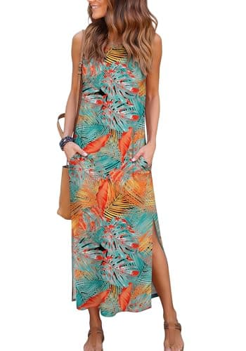 RUMIA Summer Dresses for Women 2026 Sleeveless Hawaiian Maxi Dress Beach Vacation Clothing M - Image 1