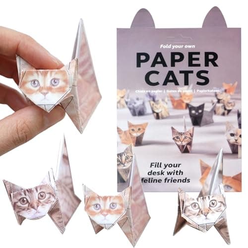 Origami cats - 50 Sheets Paper Cats Origami kit- DIY Cat Origami Paper foldable 3D Cute Cats Figures for Kids Ages 8-12, Creative Crafts for Adults - Fun Desk Decor & Gift for Cat Lovers