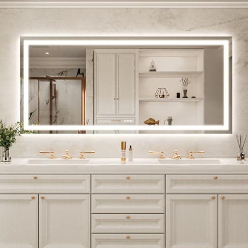 ComfyStyle 72X36 Large Led Mirror for Bathroom, Front and Backlit (Independent Control), Wall-Mounted Lighted Vanity Mirror Bathroom Mirror with Lights, 3 Colors, Stepless Dimmable, Anti-Fog, Memory - Image 1