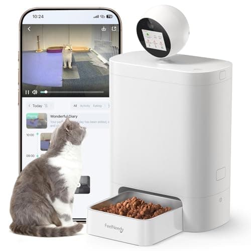Automatic Cat Feeder with Camera 360°, 2K HD with Night Vision & 2-Way Audio Auto Dog Feeder, 2.4G/5G Smart Pet Feeder with Display & APP, 5.5L Video Recording Timed Food Dispenser for Cats/Dogs