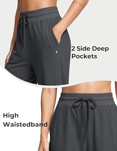 Soothfeel Women's Cotton Sweatpants Lounge Sweat Pants High Waisted Open Bottom Casual Yoga Pants for Women with Pockets, Charcoal, XSmall - Thumbnail 5