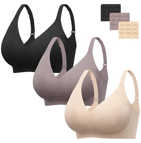 Jelly Wireless Bras for Women Lace V Neck Push up Seamless T Shirt Bra Comfortable No Underwire Bra with Adjustable Straps - Image 1