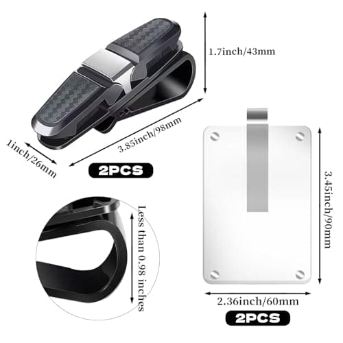 HUiPENGFEI 2Pcs Sunglass Holders for Car + 2Pcs Car Picture Holder, Sunglasses Holder and Ticket Card Clip, Acrylic Magnetic Photo Holder, Car Visor Accessorles, Car Photo Holder (4Pack) - Thumbnail 2