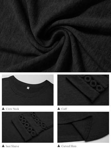 GKBK Womens Long Sleeve Tops Business Dressy Casual Blouses Crew Neck Loose Fit Lightweight T Shirts Cute Work Tee Ladies Tunic 2025 Fall Winter Fashion Clothes Trendy Outfits Black M - Thumbnail 4