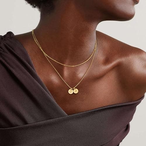 Turandoss Initial Necklaces for Girls Trendy, Dainty Layered 2 Letter C S Stack Initial 14K Gold Plated Necklace, Birthday Personalized Gifts for 5 6 7 8 9 10 Teen Girls Jewelry - Thumbnail 3
