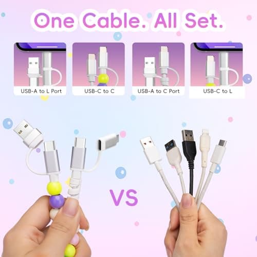 Atsidexa 4-in-1 Beaded Charging Cable, Metal Design, Nicely Packed, 60W Fast Charging, MFi Certified, Cute Colorful Cable, Gift for Girls, Compatible with iPhone, iPad, AirPods, Galaxy, and More - Thumbnail 2