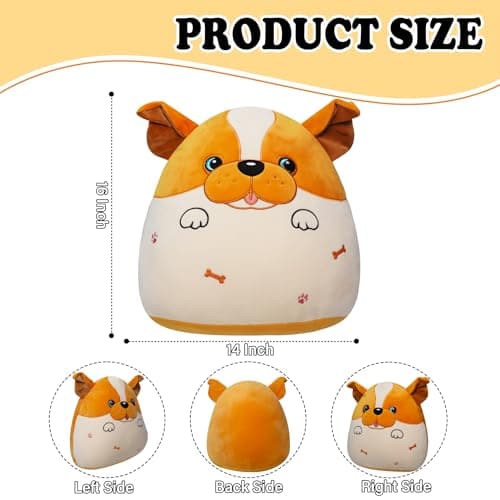 NIUBEHOHO Weighted Heating Bulldog Stuffed Animals - 16 Inch Big Weighted Dog Plush Puppy Pillow Unscented Heating and Cool Animal Pad Plushies on Sofa Pillow Warmth Gift for Kid Teen Adult 4.5Lbs - Thumbnail 3