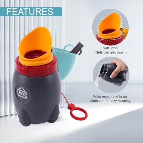 DIJIAMEIYA Portable Potty for Kids – Leak-Proof Rocket Travel Urinal for Boys & Girls, Lightweight Road Trip Essential for Car, Camping, Potty Training, Easy-Clean Reusable Pot(Quiet Blue) - Thumbnail 4