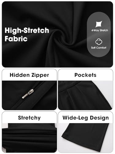 EXLURA Womens 2 Piece Outfits Long Sleeve Zip Up Crop Jackets Long Wide Leg Pant Suits Spring Airport Travel Matching Sets - Thumbnail 4