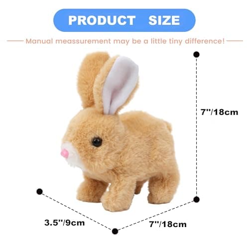 Zloeoa Bunny Stuffed Animal Plush, Interactive Electronic Pet Hopping Bunny Toy, Realistic Stuffed Bunny Rabbit (Brown) - Thumbnail 2
