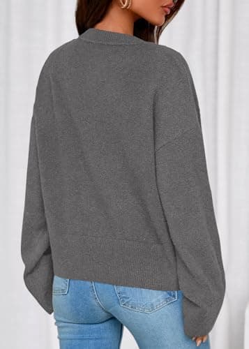 KIRUNDO Cardigan Sweaters for Women Fall Trendy Long Sleeve Chunky Knit Button Up Oversized Winter Jacket Casual Outwear(Grey, Medium) - Thumbnail 2