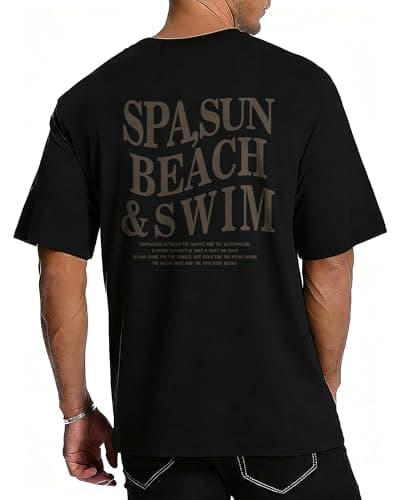 YTD Mens Graphic T-Shirts Short Sleeve Sunday Plan Slow Life Print Oversized Cotton Unisex Casual Tee - Image 1