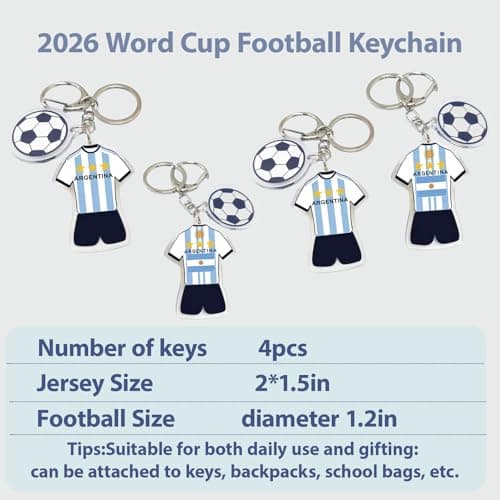 Azheeuiy 2026 World Cup Soccer Keychain,Football Ball Key Chain for Sport Soccer Fan Gifts & Party Favors,Suitable for Keys, Gym Bags & Backpacks (4PCS) - Thumbnail 4