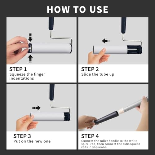 JoviQ Lint Roller for Pet Hair Extra Sticky with 3 Extendable Handle Large Surface 6.3'' Lint Remover Sticky Rollers with 300 Sheets for Floor Clothes Furniture Dog Cat Hair - Thumbnail 3