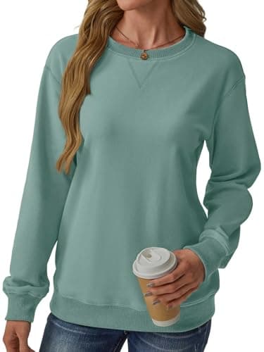 GKBK Womens Casual Long Sleeve Sweatshirt Crew Neck Crewneck T Shirt Tshirt Cute Pullover Tops Fall Winter Thin Soft Comfy Light Weight Loose Fit Sweater 2025 Fashion Clothes Trendy Outfit Gray Blue S - Thumbnail 5