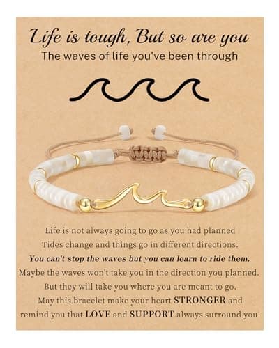 Sistble Inspirational Gifts for Women, Wave Bracelets for Women Birthday Gifts Encouragement Inspirational Bracelets Shell Bead Bracelet Life is tough Spiritual Gifts Jewelry - Image 1