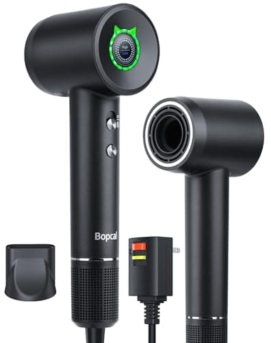 Bopcal Ionic Hair Dryer, 160000 RPM Brushless Motor, Smart Thermo-Control, Negative Ion Fast Drying, Quiet Lightweight Blow Dryer, Cold Air & 4 Heat Settings, for Home Travel Salon, Black - Image 1