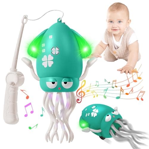 Plnmlls Dancing Octopus Toy,Tummy Time Toys,with Music and LED Light,Built-in Rechargeable Battery and Volume Can be Turned Off for 6-12 12-18 36 Months Walking Toddler Birthday Gift(Green) - Image 1