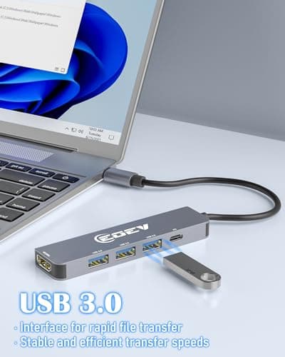 5 in 1 USB C Hub Multi-Port Adapter USB A 3.0 5Gbps Data Ports, 2X USB A 2.0 with PD 100W Charging, Type-C to HDMI Adapter 4K@30Hz Data Ports for PC, Desktop, Mac Book Air pro Dell and More (Silver) - Thumbnail 3
