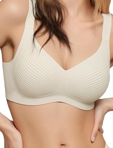 COMFELIE Wireless Bra No Wire Adjustable Straps Wide Side Coverage Breathable Lightweight for Large Bust White - Image 1