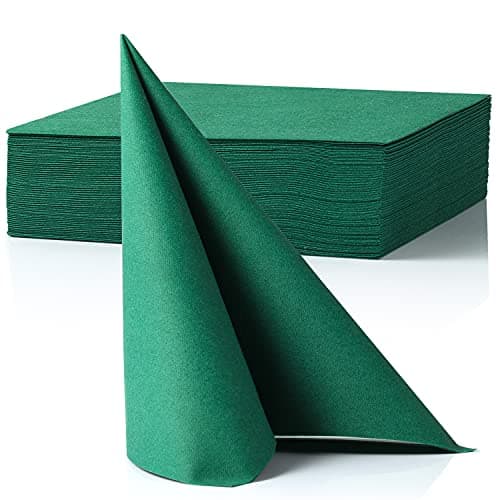 MORGIANA 50 PCS Disposable Dark Green Paper Napkins, Christmas Heavy Duty Linen Feel Dinner Large Green Napkins for Praty Wedding, St Patrick’s Day - Image 1