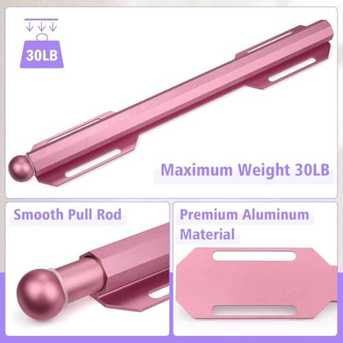 Valet Rod For Closet Pull Out, Heavy Duty Adjustable Valet Rod For Closet, Laundry Room, Bedroom, Bathroom(Cherry Blossom Pink) - Thumbnail 3