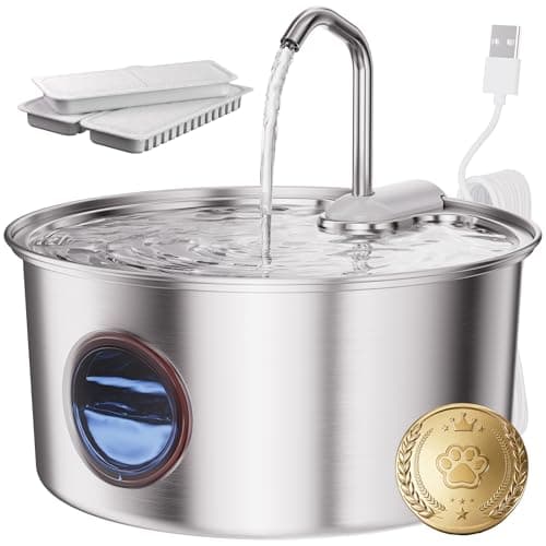 Cat Water Fountain Stainless Steel - 108oz/3.2L Automatic Cat Water Fountain for Drinking with 3 Pcs Filters, Metal Pet Water Fountain Water Dispenser for Cats, Puppy Dogs, Multiple Pets - Image 1