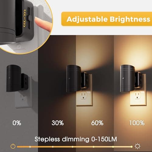 L LOHAS LED Night Light, Dimmable Night Lights Plug into Wall,2 Pack Nightlight for Kids,180° Rotatable, 3000K 0-150LM Dimmable Night Lights with Dusk to Dawn Sensor for Children Room Bathroom - Thumbnail 2
