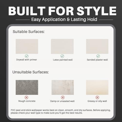 auxua Black Textured Peel and Stick Wallpaper 17" x 78.7"– Easy to Use with Thickened Material and Strong Adhesive, Renter‑Friendly Wall Paper with Subtle Reflective Camo Effect for Bedroom, Bathroom - Thumbnail 5