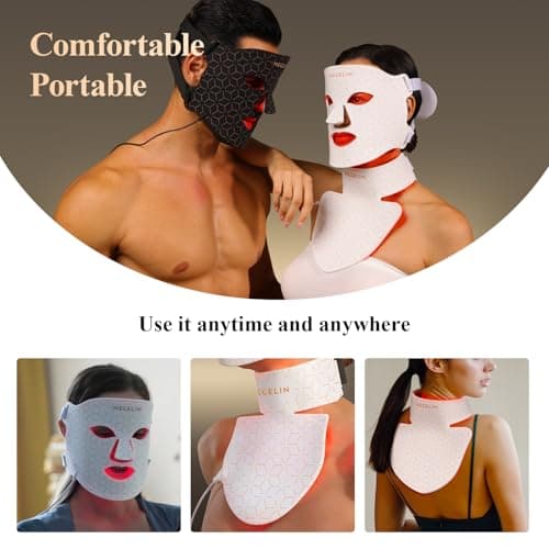MEGELIN Led Red Light Therapy Face & Neck Mask, 7 Colors Led Light Therapy Facial Mask, Infrared Red Light Therapy Mask, Infrared Light Skin Rejuvenation(White) - Thumbnail 6