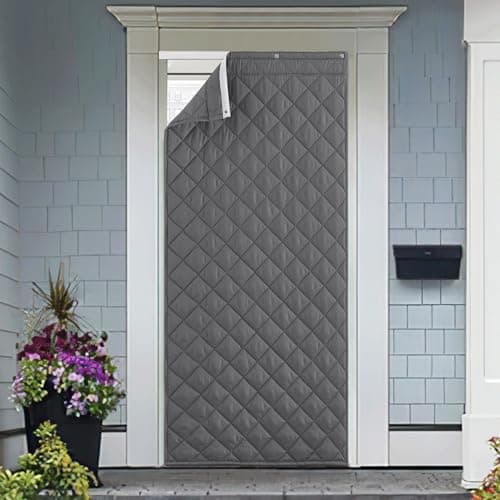 NICETOWN Thermal Insulated Door Curtain Temporary Door 38"x84" Cold Resistant Cover with 3 Hanging Ways, Energy Saving for Winter Indoor & Outdoor Use, 1 Panel, Grey