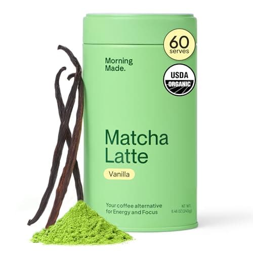 Morning Made Vanilla Flavored Ceremonial Grade Matcha Powder | 10.6oz (300g) Resealable Tin | 60 Servings Premium Japanese Green Tea | Sweetened with Organic Sugar | Rich in Antioxidants & Energy Boosting - Image 1