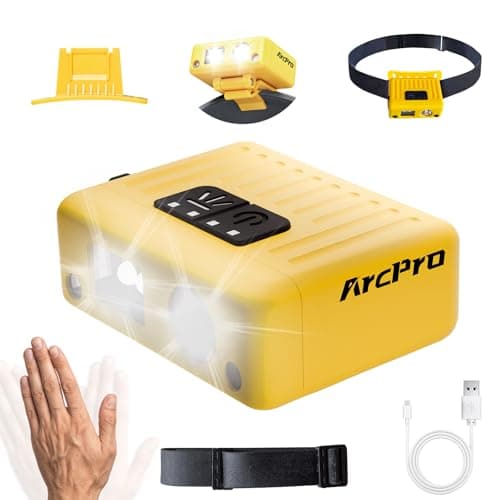 ARCPRO Ultra-Light (1.16oz) LED Clip on Hat Light with Motion Sensor - USB-C Rechargeable Cap Light, 5 Modes with Red Light, IPX6 Waterproof Headlamp for Fishing Hands-Free Clip-on Light (Yellow) - Image 1