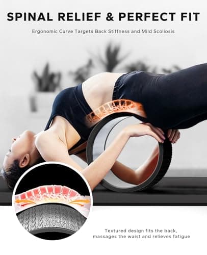 HAPBEAR Back Roller - Yoga Wheel Set with 26'' Anti-Burst Exercise Ball – 12'' PP Inner Core Spine Alignment Tool for Back Pain Relief,Core Strength & Full-Body Workout, Back Roller Wheel for Home Gym & Therapy, Pump Included - Thumbnail 4